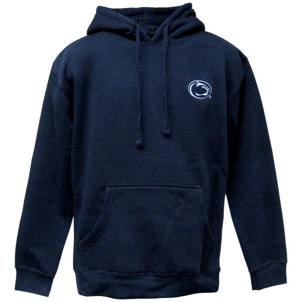navy hooded sweatshirt with Penn State Athletic Logo on left chest